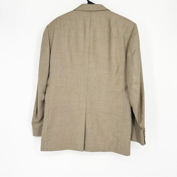 Oscar De La Renta Wool and Silk Tan Microcheck Blazer Size 38R - Picture 2 of 9